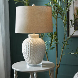 Twill  Weave  Ceramic  Table  Lamp  With  Linen  Shade - thumbnail 5