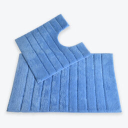 Allure Bath Fashions Ribbed Two Piece Bath Mat & Toilet Mat Set - Cornish Blue - thumbnail 1