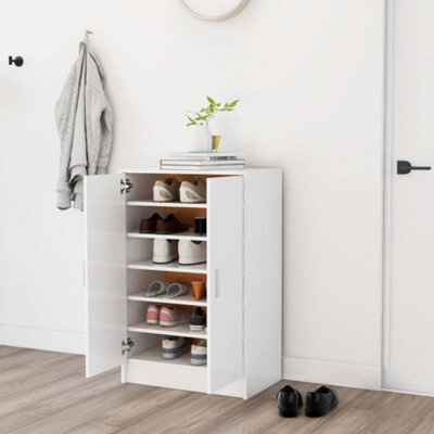 Berkfield Shoe Cabinet White 60X35X92 Cm Engineered Wood - image 1