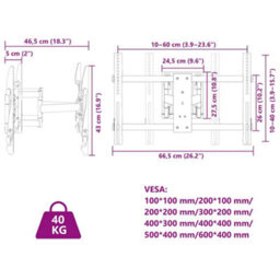 Berkfield Tv Wall Mount For 37-80 Inch Screen Max Vesa 600X400 mm 40Kg - thumbnail 8
