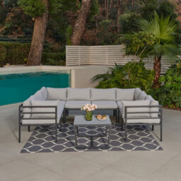 Home Detail Catalon Grey 8 Seater Modular Aluminium Garden Sofa Set - thumbnail 1