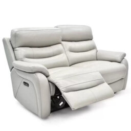 Fletcher Light Grey Leather Power Reclining 2 Seater Sofa With Power Headrests, Pocket Sprung Seats & Usb Charging Ports - thumbnail 4