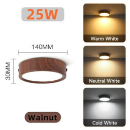 Amorly 2 Pack Walnut 25W Color Ceiling Light Led Spot Downlight Surface Mounted Downlights Thin Foldable Spotlight For Living Room - thumbnail 1