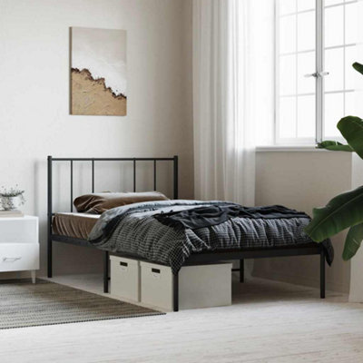 Vidaxl Metal Bed Frame Without Mattress With Headboard Black 90X190Cm - image 1