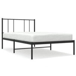 Vidaxl Metal Bed Frame Without Mattress With Headboard Black 90X190Cm - thumbnail 2