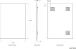 60 X 90Cm Rectangle Frameless Bathroom Mirror With Wall Hanging Fittings - thumbnail 3