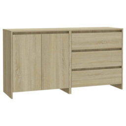 Berkfield Sturdy 2 Piece Sideboard Sonoma Oak Engineered Wood - thumbnail 1