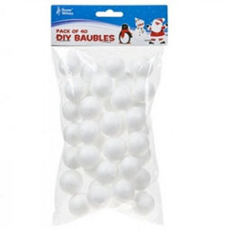 PMS Pack Of 40 Polyfoam White Baubles Make Your Own Christmas Tree Decorations 2.6Cm