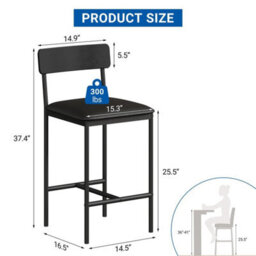 4Pcs Bar Stools,faux Leather Kitchen Counter Chairs Stool Black 4X - thumbnail 2