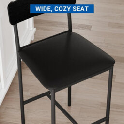 4Pcs Bar Stools,faux Leather Kitchen Counter Chairs Stool Black 4X - thumbnail 4