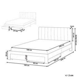 Beliani Bed With Storage Drawers Velvet Lonzac 180 X 200 Cm (Eu Super King) Taupe - thumbnail 3