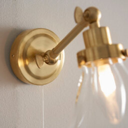 Luminosa Lighting Luminosa Faraday Bathroom Adjustable Dome Wall Light With Pull Cord Satin Brass Glass Shade - thumbnail 5