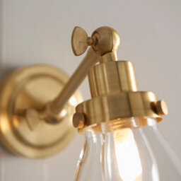 Luminosa Lighting Luminosa Faraday Bathroom Adjustable Dome Wall Light With Pull Cord Satin Brass Glass Shade - thumbnail 4