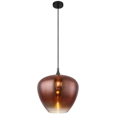 Luminosa Lighting Luminosa Maxy 40Cm Dome Pendant Ceiling Light Matt Black Copper Glass Shade 1X E27 - image 1