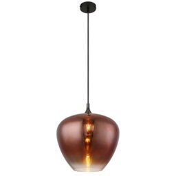 Luminosa Lighting Luminosa Maxy 40Cm Dome Pendant Ceiling Light Matt Black Copper Glass Shade 1X E27 - thumbnail 1