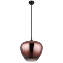 Luminosa Lighting Luminosa Maxy 40Cm Dome Pendant Ceiling Light Matt Black Copper Glass Shade 1X E27 - thumbnail 2