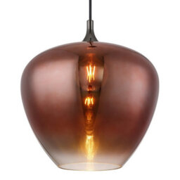Luminosa Lighting Luminosa Maxy 40Cm Dome Pendant Ceiling Light Matt Black Copper Glass Shade 1X E27 - thumbnail 3