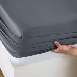 Ameha Plain Microfiber Fitted Sheet 25Cm Deep Pocket-Hypoallergenic Easy Care Charcoal Fitted Sheets Super King (180X200Cm) - thumbnail 3