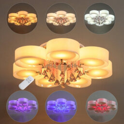 Darphe Modern 7 Petal Led Semi Ceiling Light With Diamond Crystal Pendant, Dimmable And Color-Changing Ceiling Light - thumbnail 3