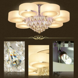 Darphe Modern 7 Petal Led Semi Ceiling Light With Diamond Crystal Pendant, Dimmable And Color-Changing Ceiling Light - thumbnail 4