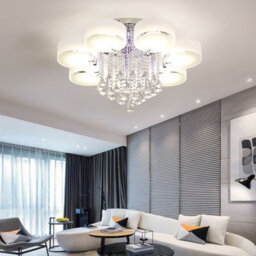 Darphe Modern 7 Petal Led Semi Ceiling Light With Diamond Crystal Pendant, Dimmable And Color-Changing Ceiling Light - thumbnail 7