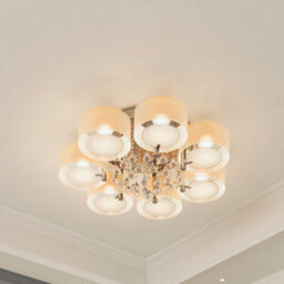 Darphe Modern 7 Petal Led Semi Ceiling Light With Diamond Crystal Pendant, Dimmable And Color-Changing Ceiling Light - thumbnail 2