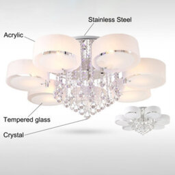 Darphe Modern 7 Petal Led Semi Ceiling Light With Diamond Crystal Pendant, Dimmable And Color-Changing Ceiling Light - thumbnail 8