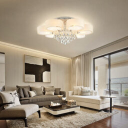 Darphe Modern 7 Petal Led Semi Ceiling Light With Diamond Crystal Pendant, Dimmable And Color-Changing Ceiling Light - thumbnail 6