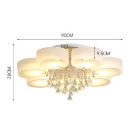 Darphe Modern 7 Petal Led Semi Ceiling Light With Diamond Crystal Pendant, Dimmable And Color-Changing Ceiling Light - thumbnail 9