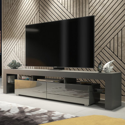Creative Furniture Nova Tv Unit 200Cm - Dark Grey With Gloss Doors - image 1