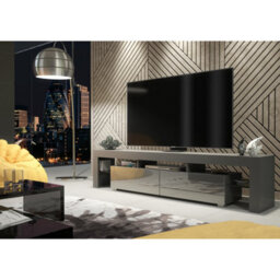 Creative Furniture Nova Tv Unit 200Cm - Dark Grey With Gloss Doors - thumbnail 2