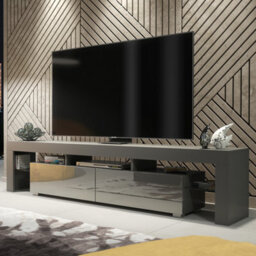 Creative Furniture Nova Tv Unit 200Cm - Dark Grey With Gloss Doors - thumbnail 1