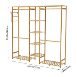 Wooden Clothes Rack With Hooks , Storage Organizer Shelf For Tidy And Stylish Home Decoration - thumbnail 2