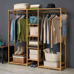 Wooden Clothes Rack With Hooks , Storage Organizer Shelf For Tidy And Stylish Home Decoration