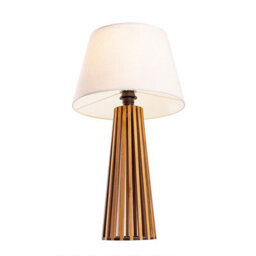 Luminosa Lighting Elstead Slatted Table Lamp With Round Tapered Shade Teak - thumbnail 6