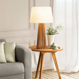 Luminosa Lighting Elstead Slatted Table Lamp With Round Tapered Shade Teak - thumbnail 2