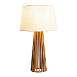 Luminosa Lighting Elstead Slatted Table Lamp With Round Tapered Shade Teak - thumbnail 1