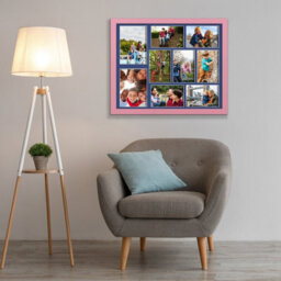 AK Frames 20X16 Pastel Pink Sleek Multi Photo Frame With Blue Mount - Holds 9 Apertures (2X) 7X5, (7X) 6X4 Photos - thumbnail 3