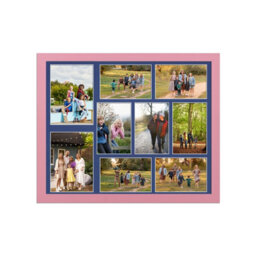 AK Frames 20X16 Pastel Pink Sleek Multi Photo Frame With Blue Mount - Holds 9 Apertures (2X) 7X5, (7X) 6X4 Photos - thumbnail 1