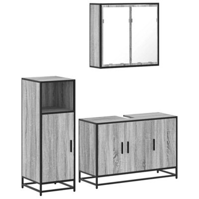 Berkfield Industrial 3 Piece Bathroom Furniture Set Grey Sonoma Engineered Wood
