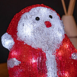 Samuel Alexander 19Cm Battery Operated Light Up Acrylic Christmas Santa Decoration With 16 Ice White Leds - thumbnail 3
