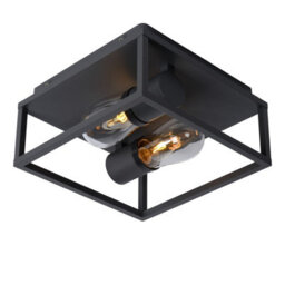 Lucide Carlyn Modern Flush Ceiling Light Bathroom - 2Xe14 - Ip54 - Black - thumbnail 8