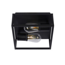 Lucide Carlyn Modern Flush Ceiling Light Bathroom - 2Xe14 - Ip54 - Black - thumbnail 3