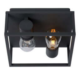 Lucide Carlyn Modern Flush Ceiling Light Bathroom - 2Xe14 - Ip54 - Black - thumbnail 7