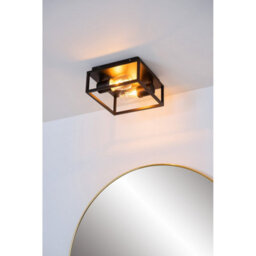 Lucide Carlyn Modern Flush Ceiling Light Bathroom - 2Xe14 - Ip54 - Black - thumbnail 6
