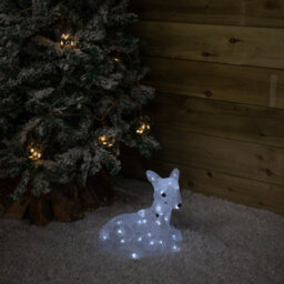 Samuel Alexander 27Cm Battery Powered Light Up Ice Frosted Christmas Doe & Fawn With Leds - thumbnail 9