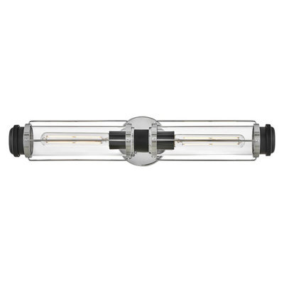 Luminosa Lighting Elstead Masthead 2 Light Outdoor Wall Light Polished Chrome & Black Ip44 - image 1