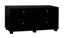 Urbn-Living Urbnliving 96Cm Width Black Wooden Tv Unit Stand Furniture With 4 Black Storage Drawers - thumbnail 2