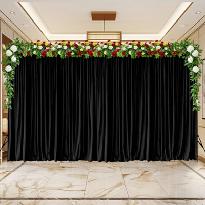 Neel Blue Black Velvet Backdrop Curtain Wrinkle-Free Polyester Fabric Background With Drapes, 3X6 Metres - image 1