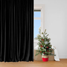 Neel Blue Black Velvet Backdrop Curtain Wrinkle-Free Polyester Fabric Background With Drapes, 3X6 Metres - thumbnail 5
